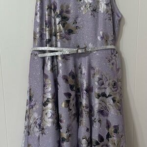 Knitworks Lilac Floral Dress with Silver Belt